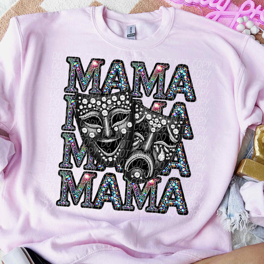 Mama Theater Faux Rhinestones Adult Tee