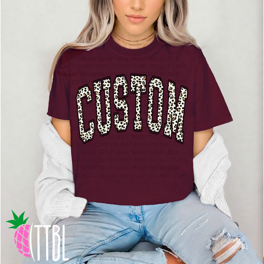 Leopard Print Varsity Custom DTF Transfer