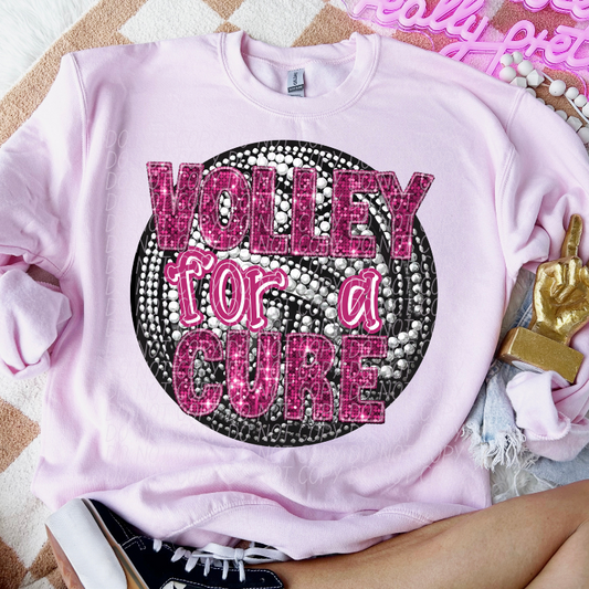 Volley for a cure (pink rhinestones)