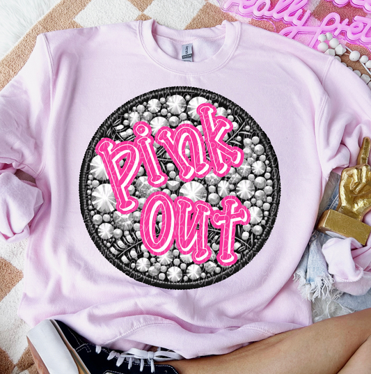 Pink Out Baseball (rhinestones)
