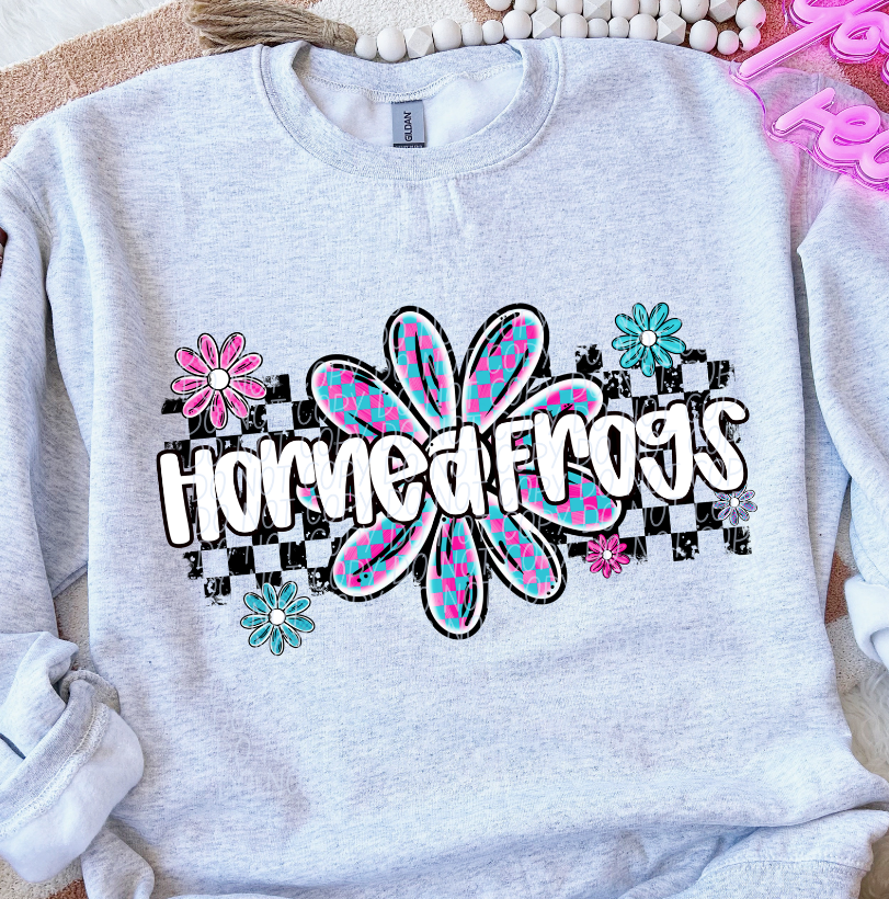 Horned Frogs (checker flower mascots)