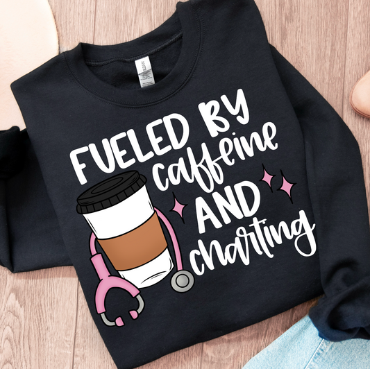 Fueled by caffeine and charting (white)