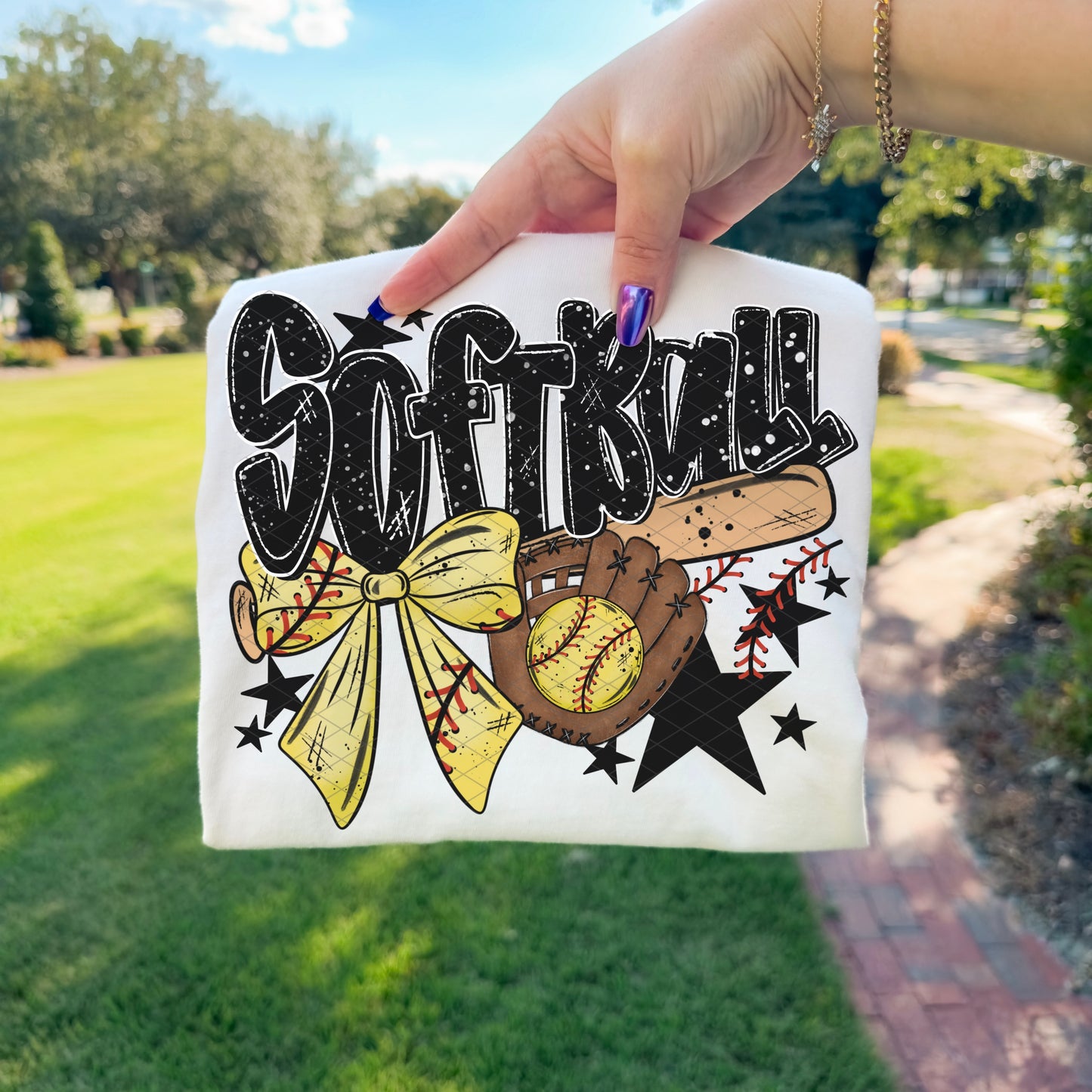 🥎 Softball Bow Bat DTF Transfer