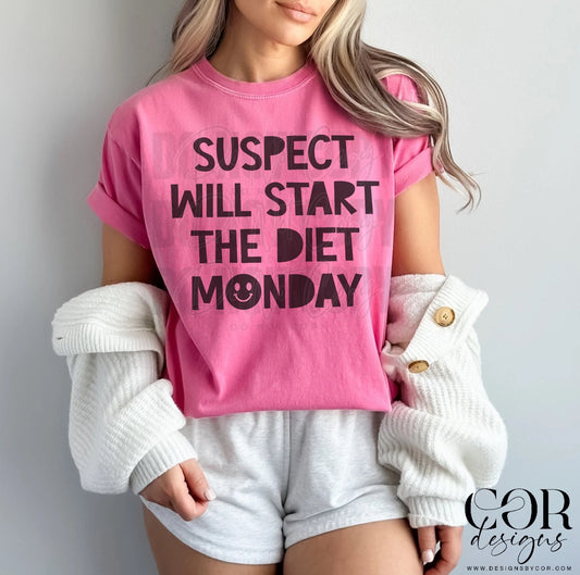 Suspect will start the diet Monday