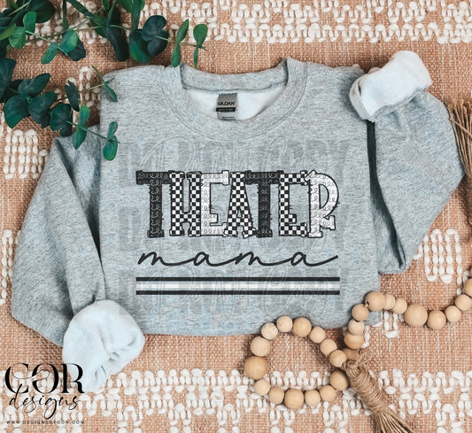 Theater Mama Black & White w/ Checkered Adult Tee