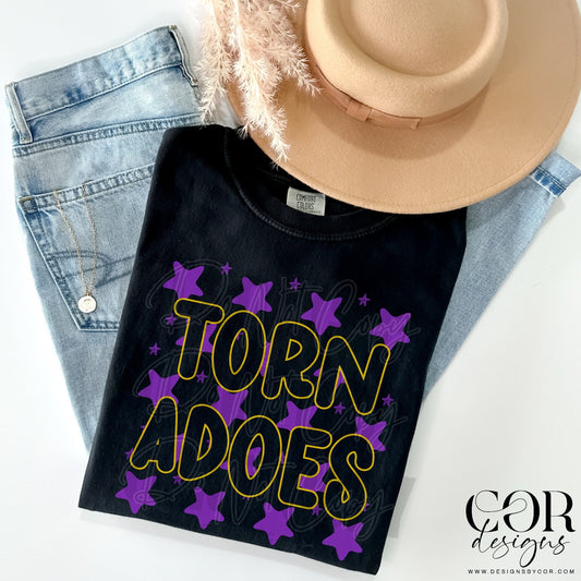 Tornadoes (purple stars)