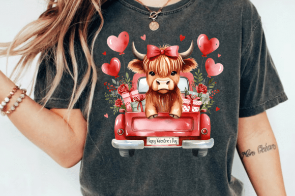 Highland Cow Valentine DTF
