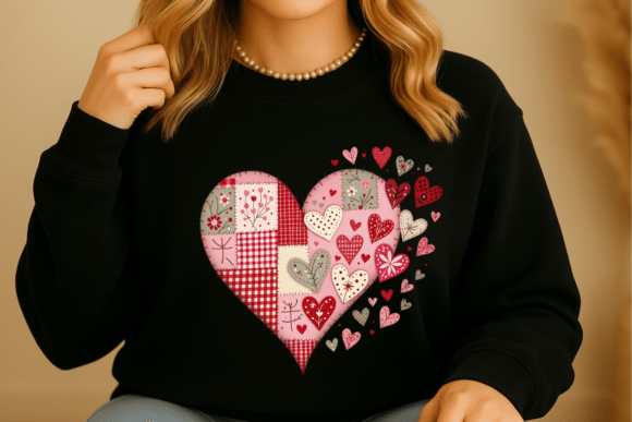 Patchwork Valentine Heart Scatter DTF Transfer