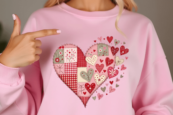 Patchwork Valentine Heart Scatter DTF Transfer
