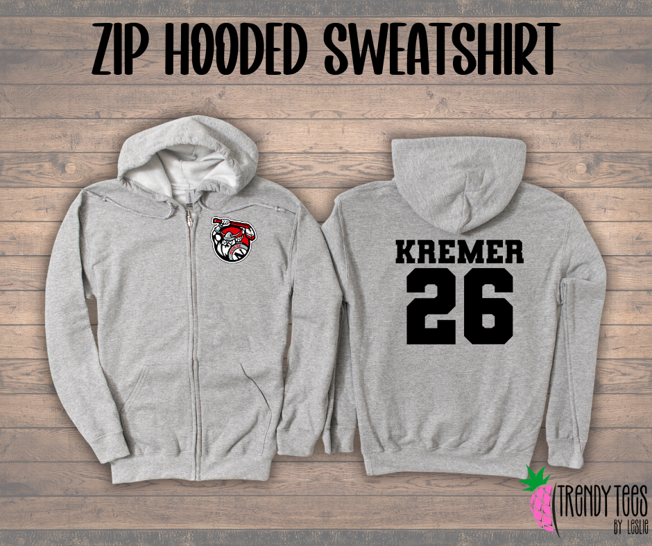 Norse Hockey Zip Hooded Sweatshirt w/ Custom Back Option