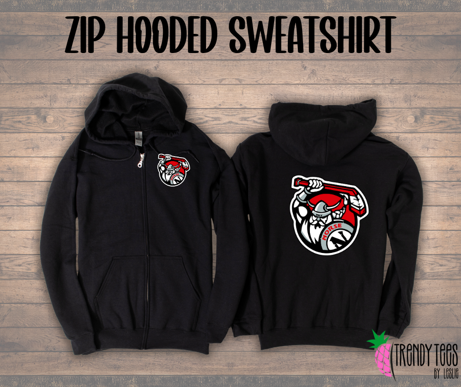 Norse Hockey Zip Hooded Sweatshirt w/ Custom Back Option