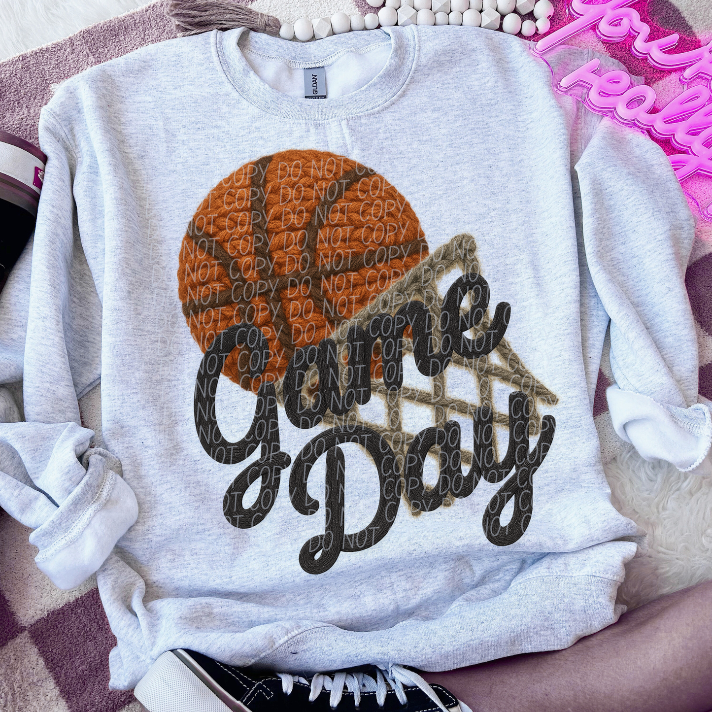 Faux yarn game day basketball (black)