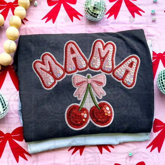 MAMA Sequin Cherry DTF Transfer