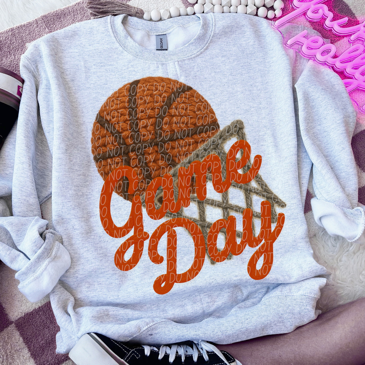 Faux yarn game day basketball (red)