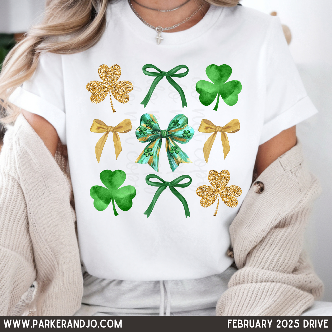 Shamrock & Bow Grid DTF Transfer