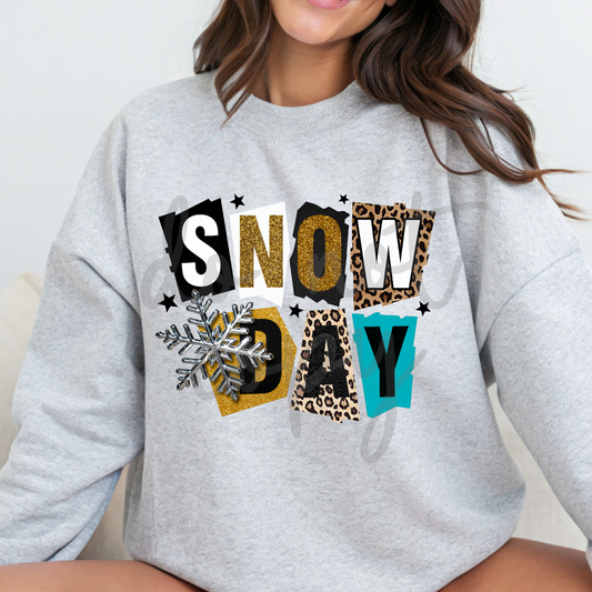 Snow Day DTF Transfer – Gold Accents