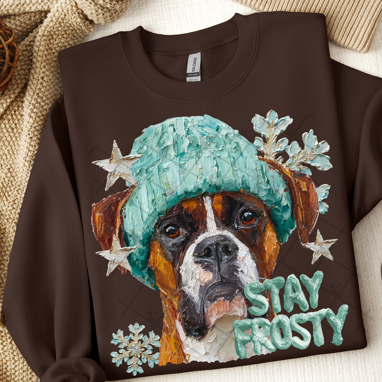Stay Frosty Boxer Dog DTF Transfer