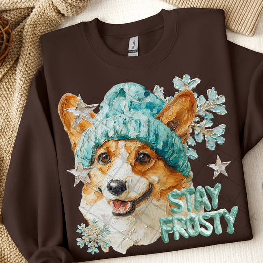 Stay Frosty Corgi Dog DTF Transfer