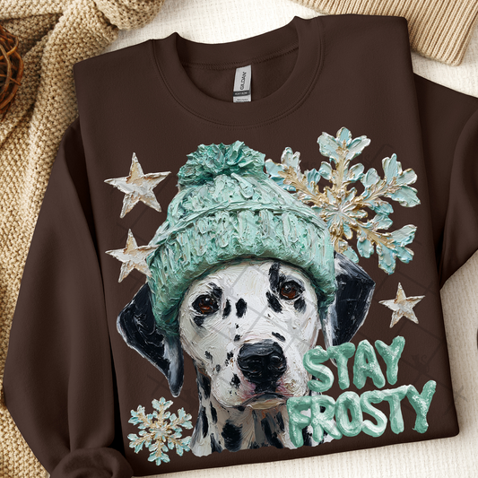 Stay Frosty Dalmatian Dog DTF Transfer