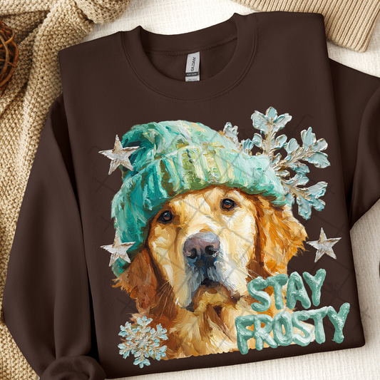 Stay Frosty Golden Retriever Dog DTF Transfer
