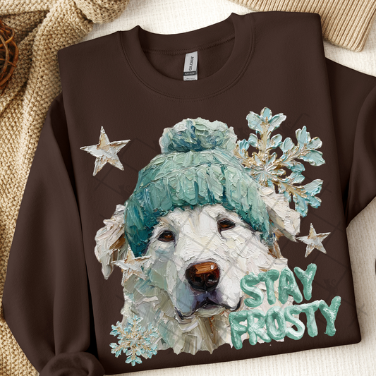 Stay Frosty Great Pyrenees Dog DTF Transfer