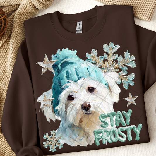 Stay Frosty Maltese Dog DTF Transfer