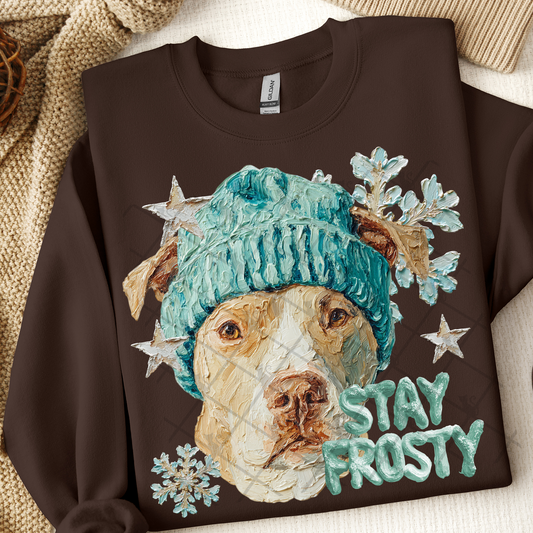 Stay Frosty Pitbull Dog DTF Transfer
