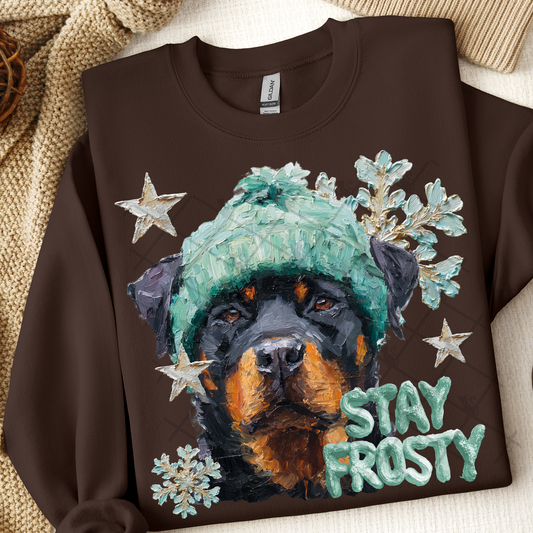 Stay Frosty Rottweiler Dog DTF Transfer