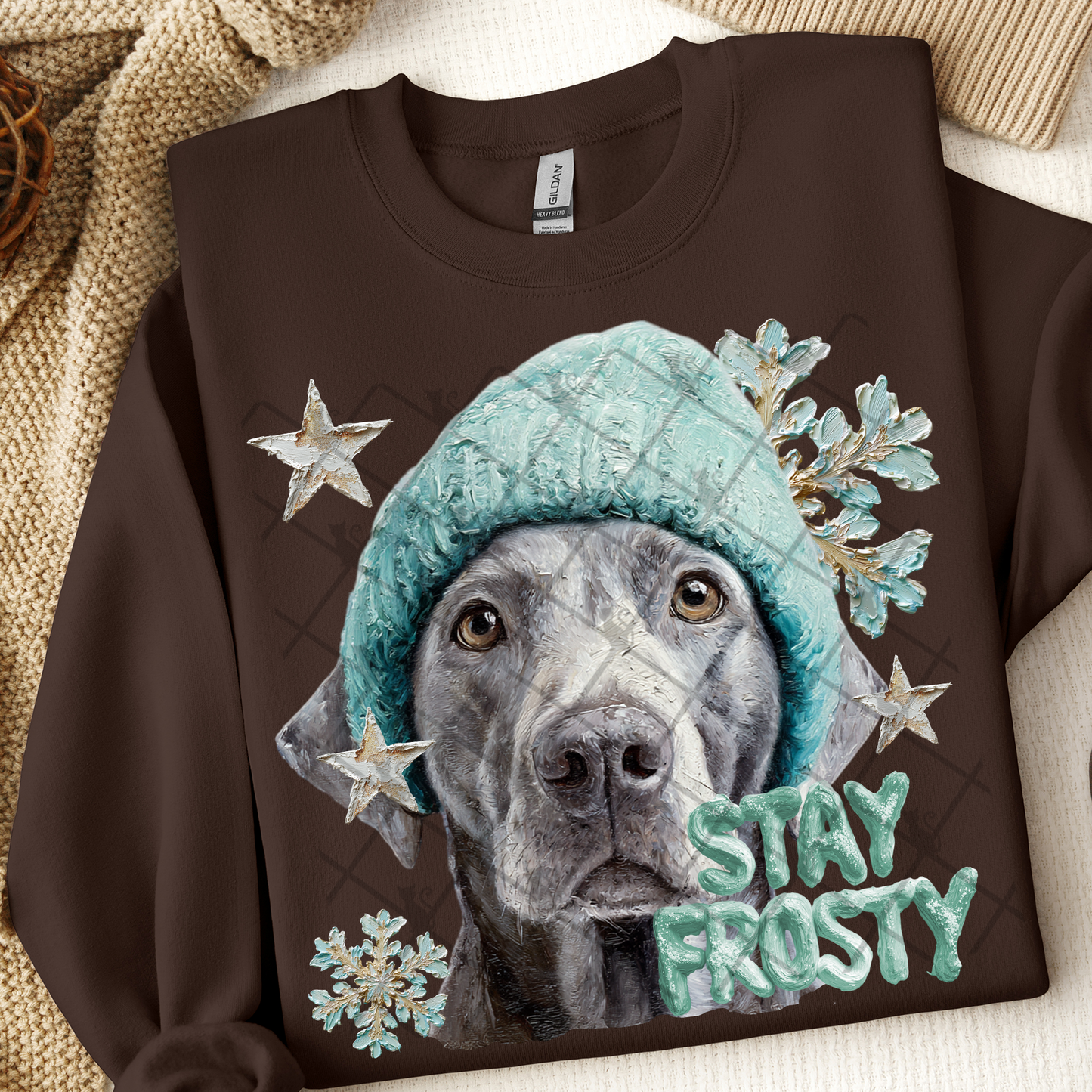 Stay Frosty Silver Labrador Retriever Dog DTF Transfer