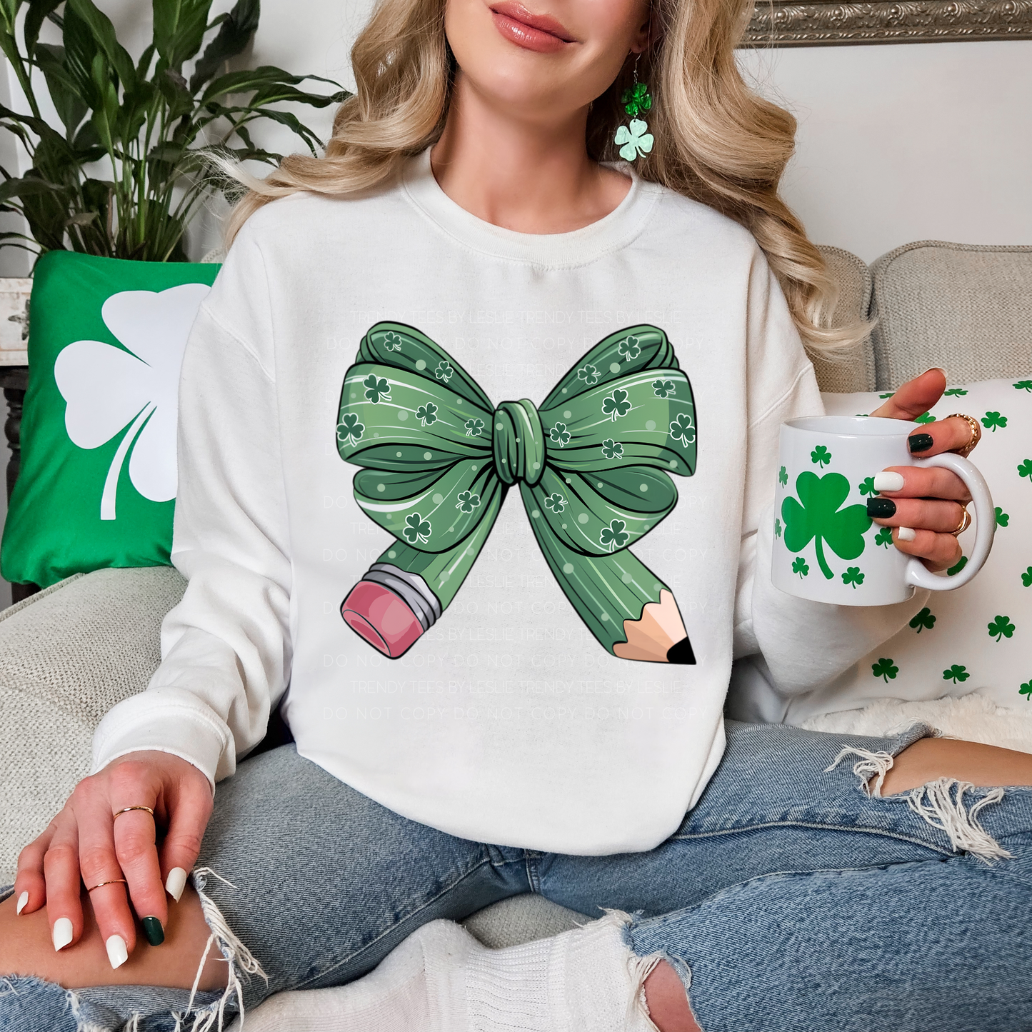 Shamrock Bow Pencil DTF Transfer