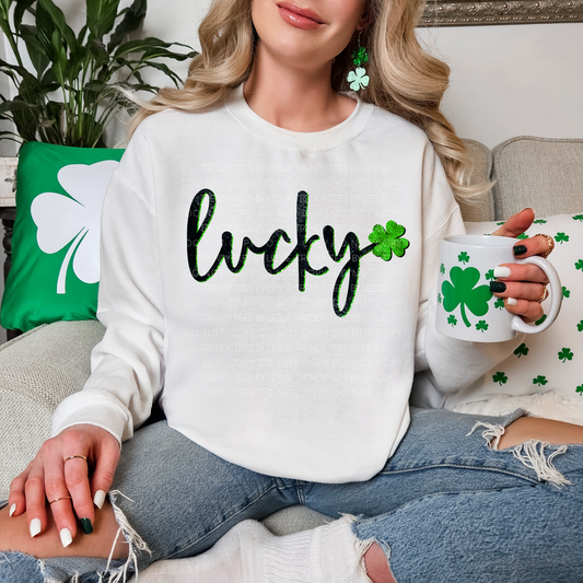 Lucky Glitter Script DTF Transfer