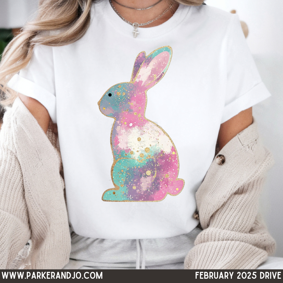 Watercolor Bunny DTF Transfer