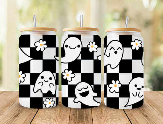 Ghosts, daisies, black checkered - UV Libby Wrap