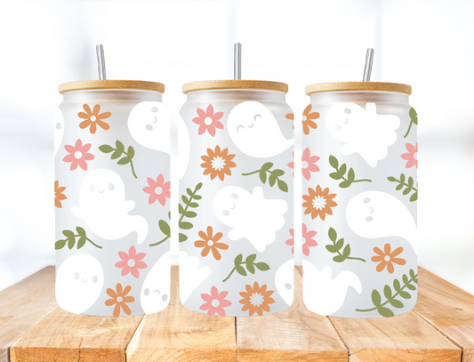 Ghosts with pink and orange flowers - UV Libby Wrap