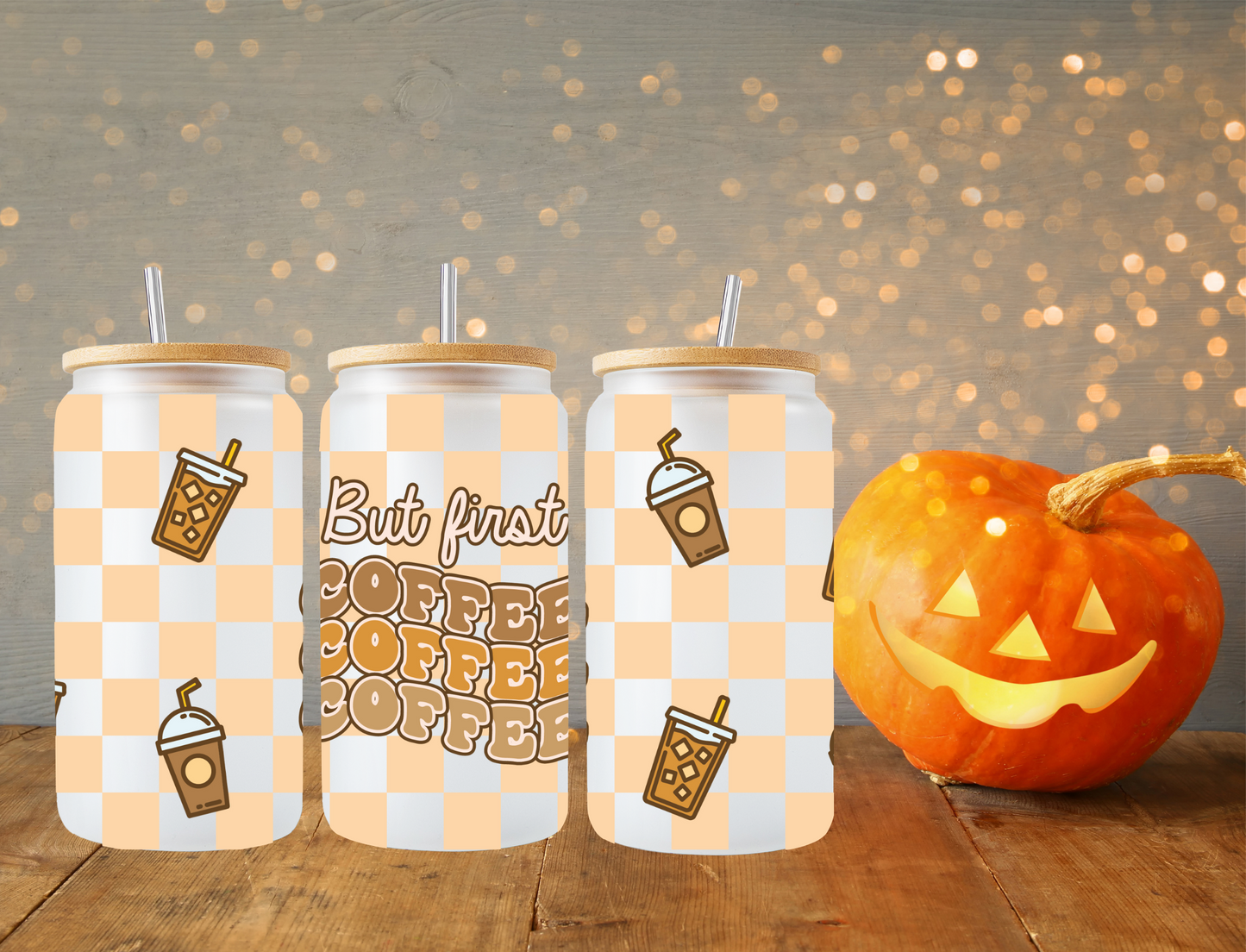 But first coffee, checkered - UV Libby Wrap