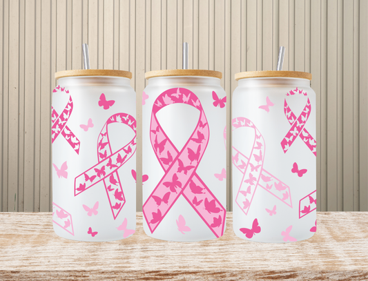 Breast cancer ribbons filled with butterflies - UV Libby Wrap