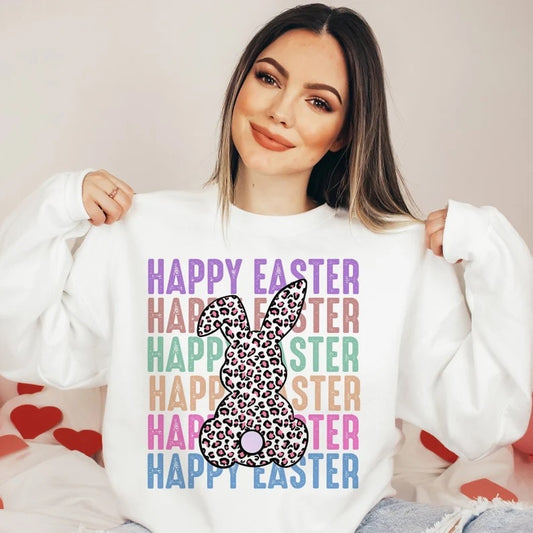 Stacked Happy Easter & Leopard Bunny