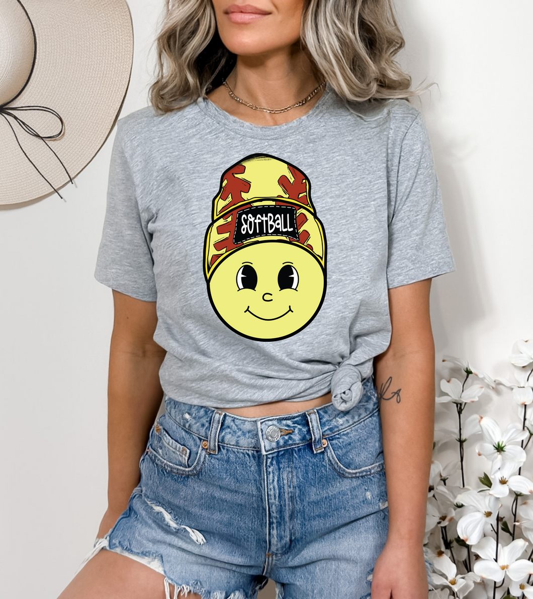 Softball Smiley Face Beanie