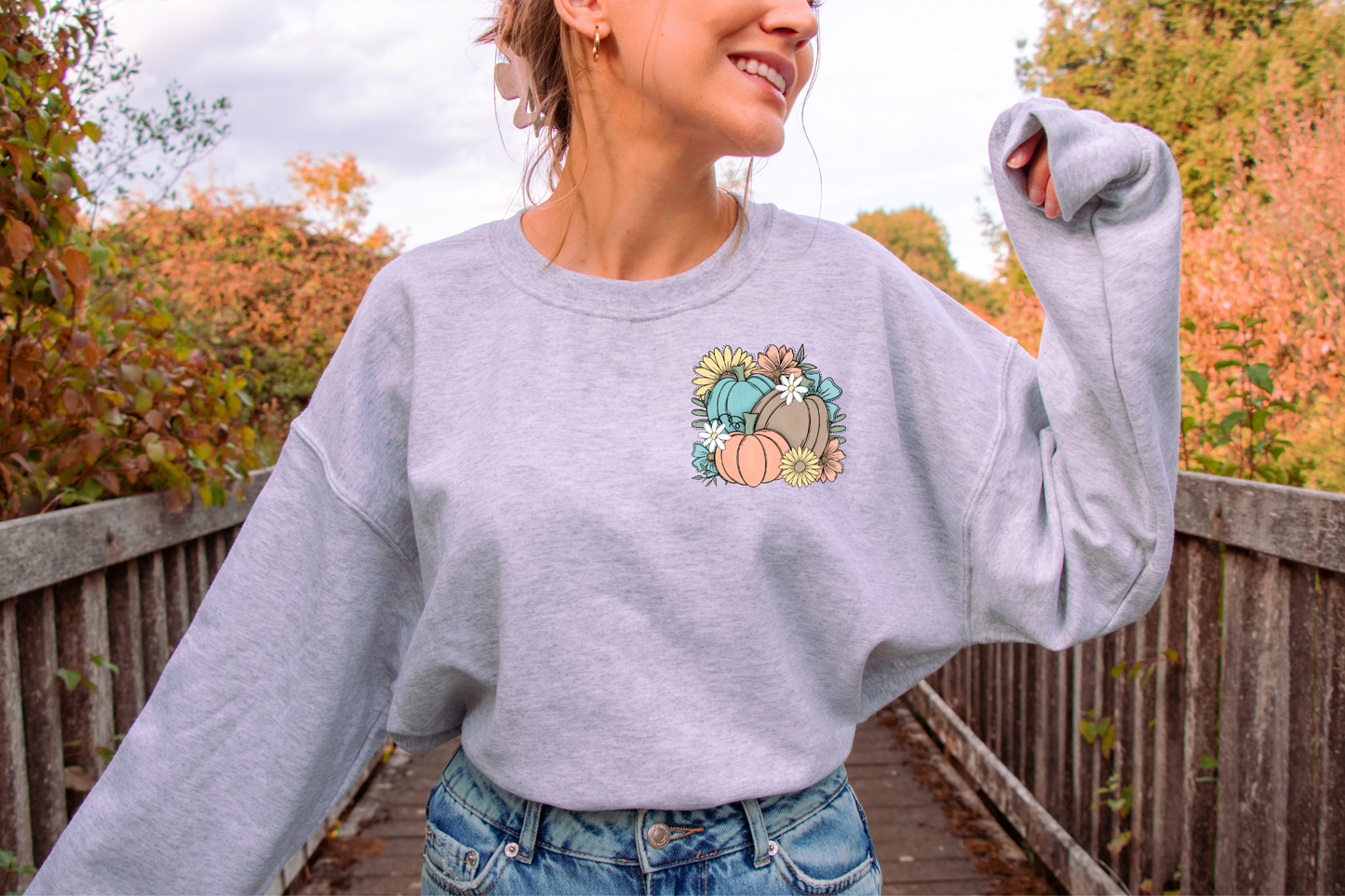 colored pumpkins and flowers