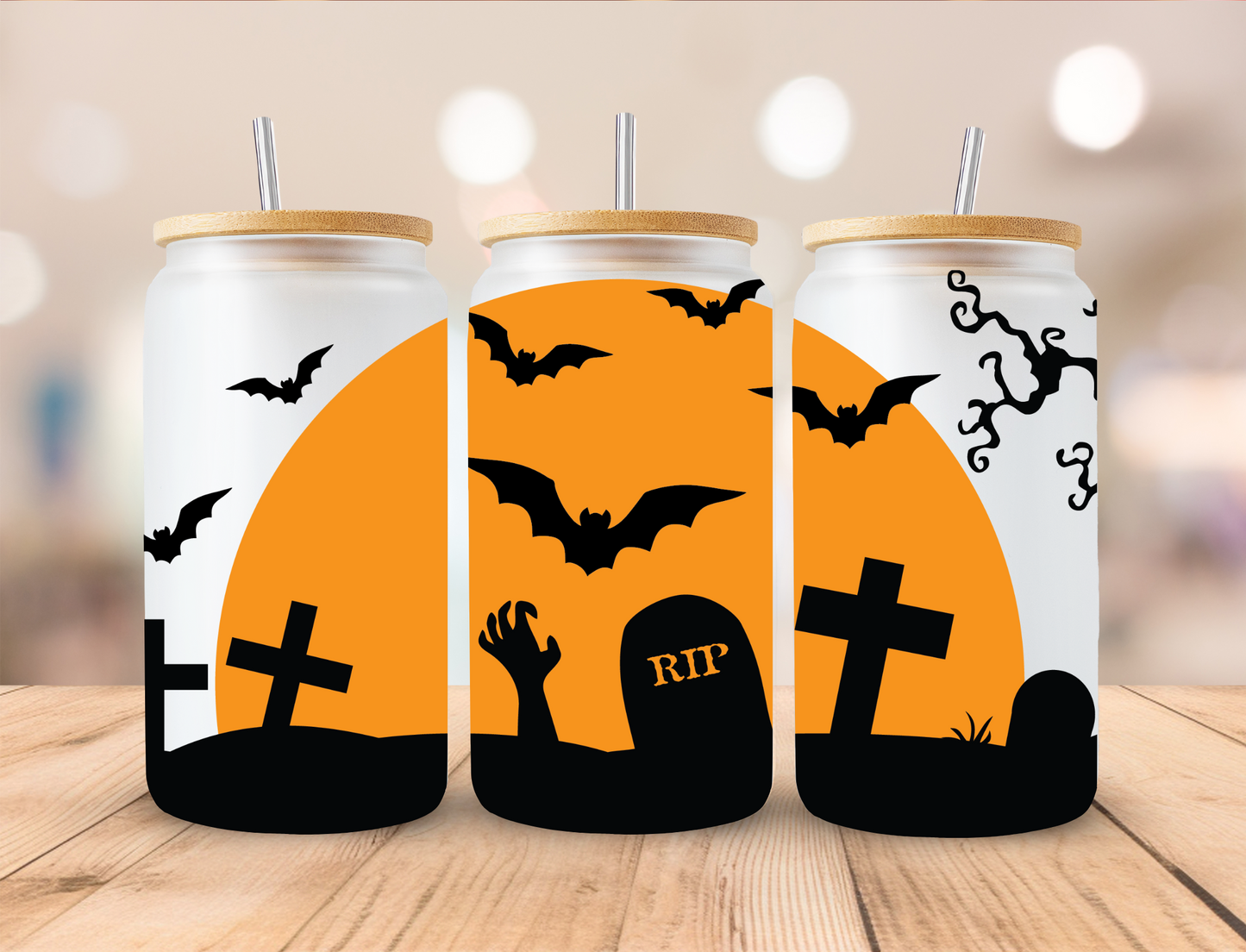 Graveyard with bats - UV Libby Wrap