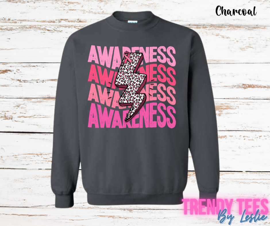 Pink Awareness Leopard Lightening Bolt