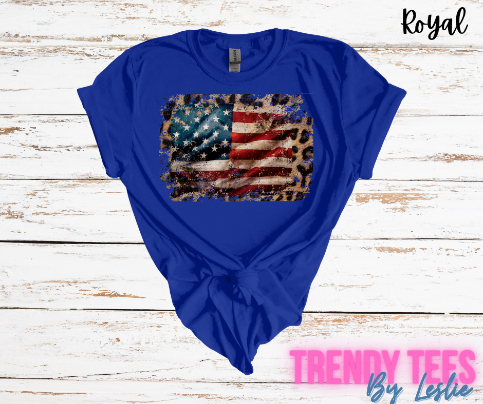 Distressed Leopard American Flag