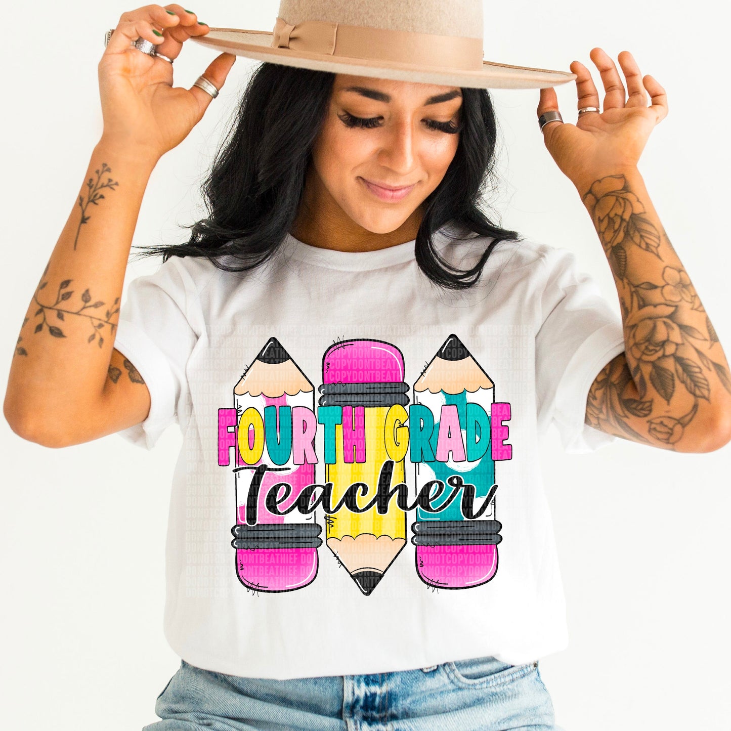 Fourth Grade Teacher Pencils -DTF Print
