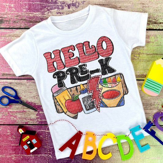Hello Pre-K Supplies Bolt -DTF Print