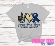 Load image into Gallery viewer, Peace Love Hope Child Abuse Awareness
