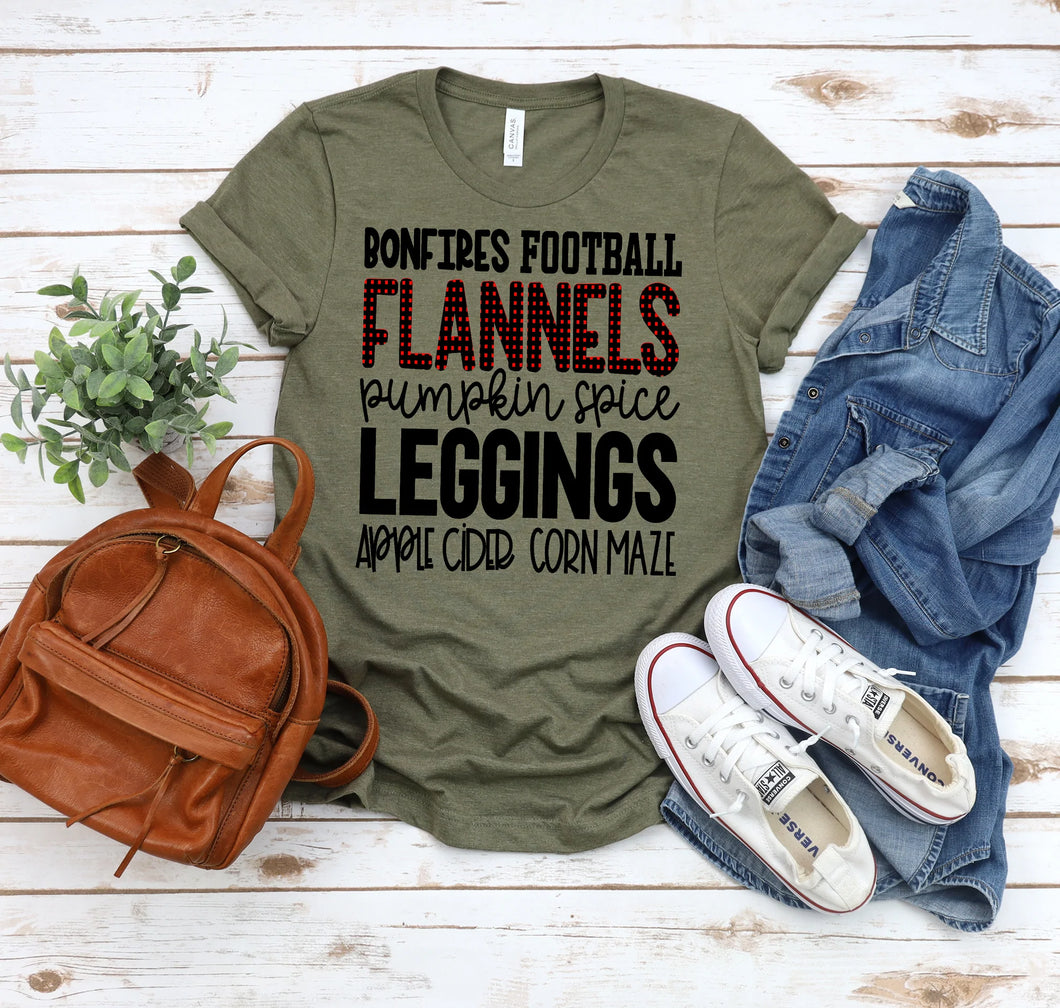 Bonfires Football Flannels Pumpkin Spice Leggings Apple Cider Corn Maze